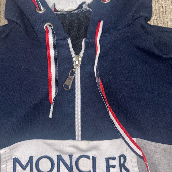 Moncler Kids' Hoodie in Navy and Gray - Picture 3 of 8